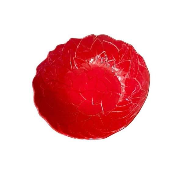 Vintage Leonardo Foglio Red Vietri Majolica Leaves Serving Bowl Made in Italy - Picture 2 of 7